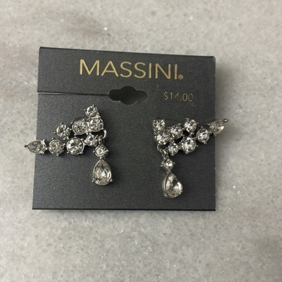 Massini Jewelry - Massini earrings CZ stud earrings tear drop circle set silver tone jewelry